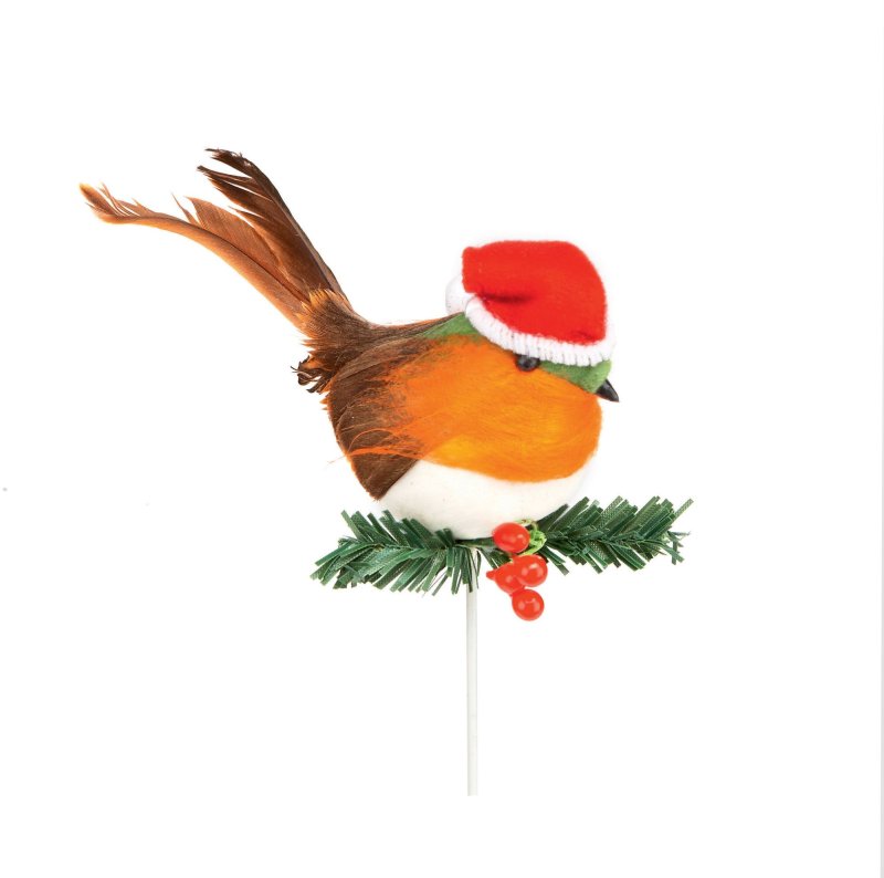 Robin Pick With Santa Hat 10cm