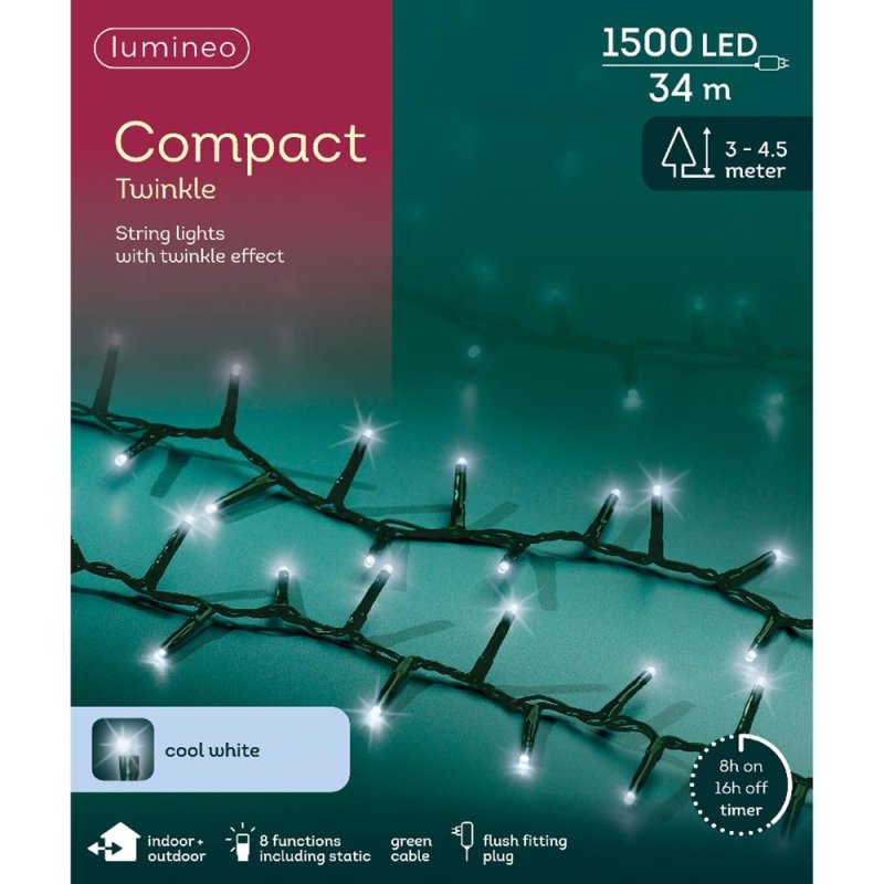 1500 Compact Twinkle LED Lights White Packaging
