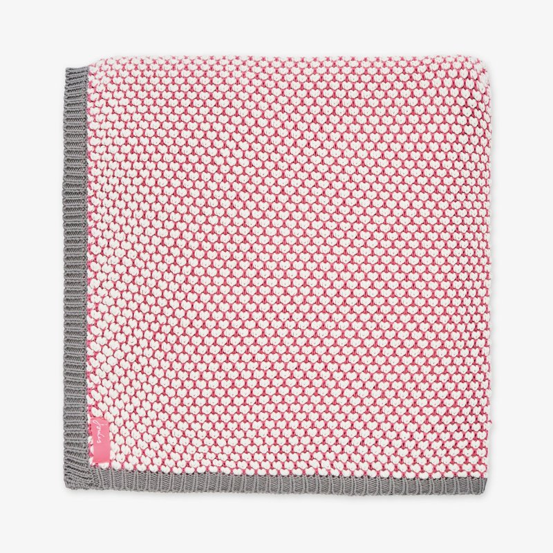 Joules Mini Bubble Knitted Throw Antique Pink/Crème