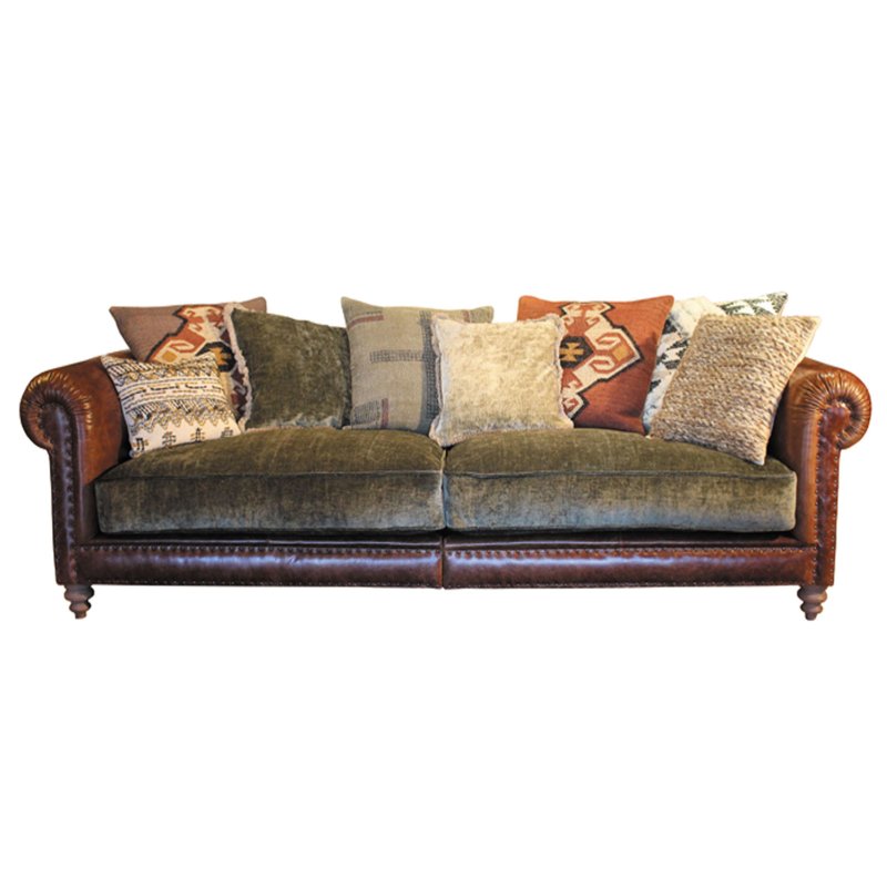 Constable 3 Seater Sofa Galveston Bark Leather Only & Fabric 4 Coco Olive Only