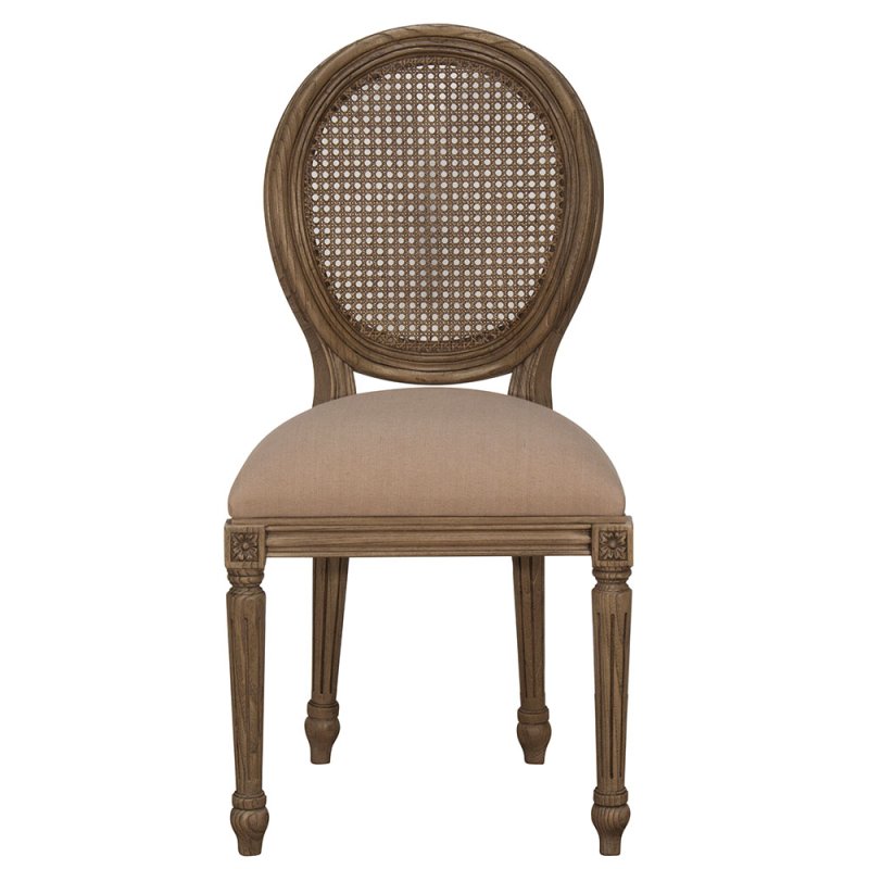 Georgia Rattan Back Dining Chair With Beige Fabric Seat Pad Rustic Brown