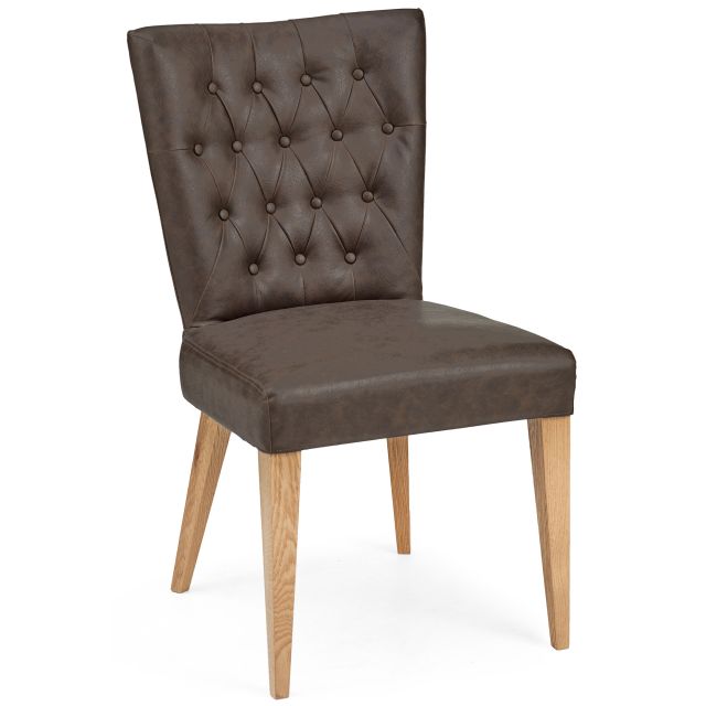 Burrswood Upholstered Dining Chair Distressed Brown Faux ...