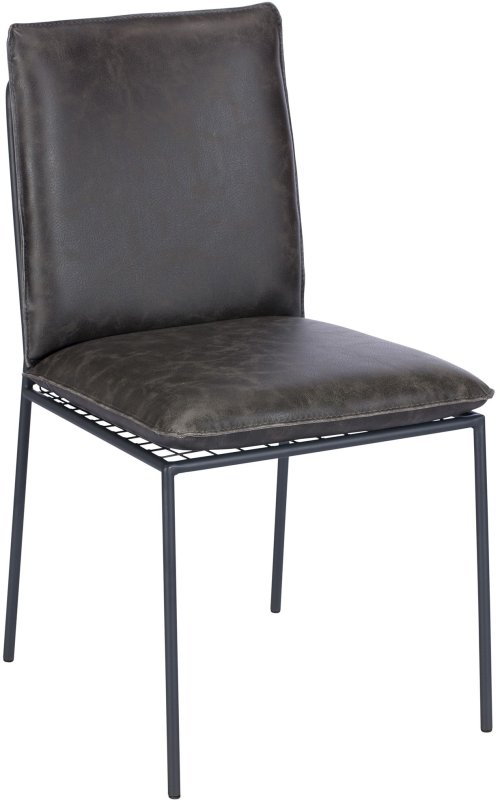 Harper Dining Chair Faux Leather Dark Grey