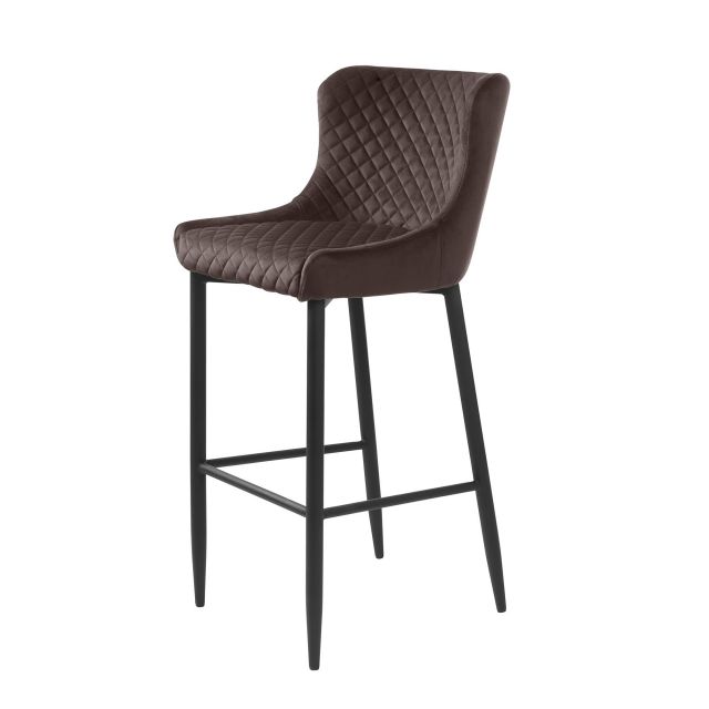 Quebec High Bar Stool Faux Leather, Brown Bar Stools