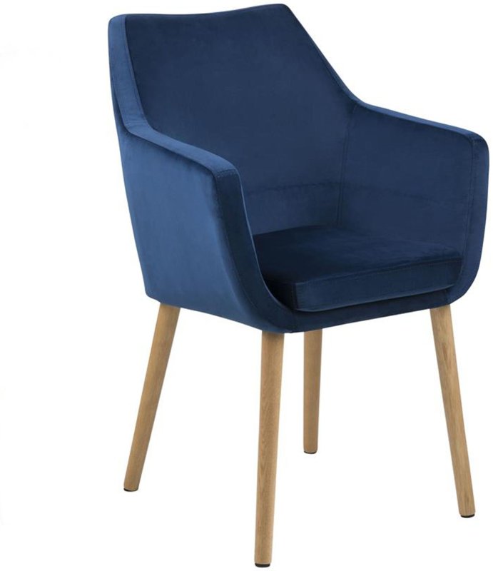 Nora Carver Dining Chair Fabric Dark Blue