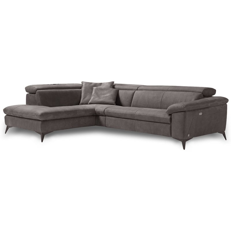 Egoitaliano Martine 4+ Seater Sofa With Chaise LHF + 1 Electric Reclining Position Microfibre Fabric