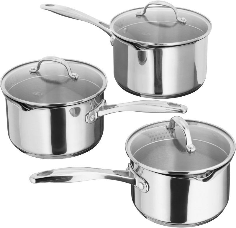 Stellar 7000 3 Piece Saucepan Set With Stainless Steel Lids