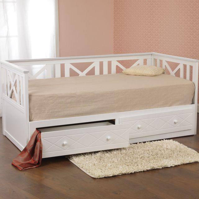 Bordeaux Day Bed Single (90cm) + Single (90cm) White With Mattresses