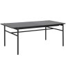 Stockholm 6-8 Person Dining Table Black, 2 Person Bench Fabric Grey & 2 Carver Chairs Fabric Grey