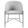 Stockholm 6-8 Person Dining Table Black, 2 Person Bench Fabric Grey & 2 Carver Chairs Fabric Grey