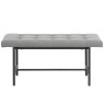 Stockholm 6-8 Person Dining Table Black, 2 Person Bench Fabric Grey & 2 Carver Chairs Fabric Grey