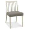 Canneto Grey Washed Oak Low Back Slatted Dining Chair Fabric Cold Steel