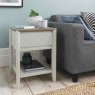 Canneto Lamp Table With Drawer Grey Washed Oak & Soft Grey