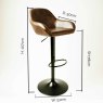 Chevy High/Low Gas Lift Bar Stool Faux Leather Chestnut Measurements