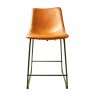 Cooper Low Bar Stool Faux Leather Tan Front