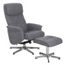 Arina Swivel Recliner Armchair With Footstool Fabric Grey