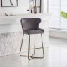 Karla Bar Stool Velvet Fabric Grey