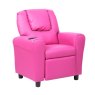 Kids Recliner Armchair Faux Leather Pink