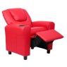 Kids Recliner Armchair Faux Leather Red