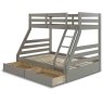 Solar Painted Triple/Dual Storage Bunk Bed Dark Grey + Single & Double 'Sleep To Dream' Mattress Bun