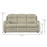 Parker Knoll Boston 3 Seater Sofa (3 Seat & Back Cushions) Fabric A Dimensions