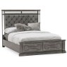Nevada King (150cm) Bedstead Grey & Mirrored With Fabric Headboard Grey