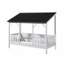 House Shaped Single (90cm) Bedstead With Three Roof Panels White & Black