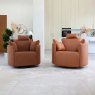 Fama Moonrise Electric Reclining Swivel & Rocking Armchair Ciervo Leather Small and Large