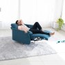 Fama Adan Large Electric Reclining Swivel & Rocking Armchair Circular Base Fabric Series 6 Reclined