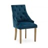 Gradara Dining Chair Velvet Fabric Midnight Blue With Oak Legs