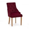 Gradara Dining Chair Velvet Fabric Crimson With Oak Legs