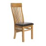 Holly Slatted Back Dining Chair With Faux Leather Seat Pad Brown Oak