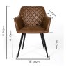 Turnberry Carver Dining Chair Faux Leather Antique Brown Measurements
