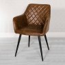 Turnberry Carver Dining Chair Faux Leather Antique Brown Lifestyle