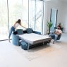 Fama Bolero 3 Seater Curved Sofa Bed With 2 Headrests Fabric Lifestyle Setting Up