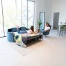 Fama Bolero 3 Seater Curved Sofa Bed With 2 Headrests Fabric Lifestyle Pulled Out in Use
