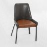 Calabria Dining Chair Faux Leather Grey & Tan