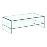 Elena Clear Glass Coffee Table With Shelf  110 x 55 x 45