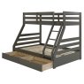 Solar Triple Bunk Bed With 2 Storage Drawers Dark Grey + Single & Double 'Orion' Mattress Bundle