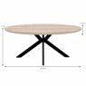 Manhattan 6 Person Oval Dining Table Oak 182cm Measurements