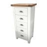 Olivia 5 Drawer Tallboy Painted White & Oak Top
