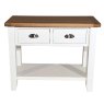 Olivia 2 Drawer Console Table Painted White & Oak Top