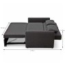 Kent 2 Seater Sofa Bed Fabric Dark Grey Sleeping Area Measurements