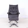 Welles Swivel Recliner & Footstool Suede Look Fabric Steel Blue Straight On