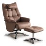 Welles Swivel Recliner & Footstool Faux Suede Chestnut