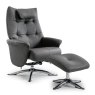 Welles Swivel Reclining Chair & Footstool Faux Suede Pewter