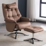 Welles Swivel Recliner & Footstool Faux Suede Chestnut Lifestyle
