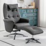 Welles Swivel Reclining Chair & Footstool Faux Suede Pewter Lifestyle