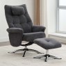 Welles Swivel Recliner Chair & Footstool Fabric Dark Grey Lifestyle