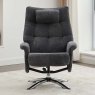 Welles Swivel Recliner Chair & Footstool Fabric Dark Grey Lifestyle Front